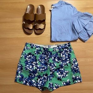 J. Crew Green and Blue Floral Shorts size 6